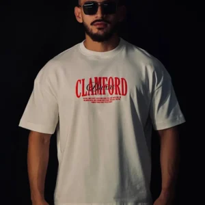 Camiseta blanca oversize Ángeles rojo, color blanco