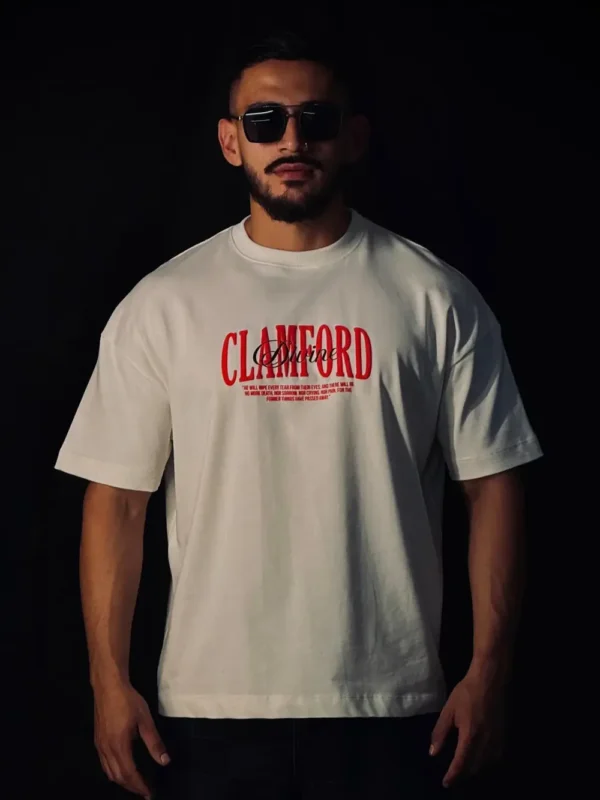 Camiseta blanca oversize Ángeles rojo, color blanco