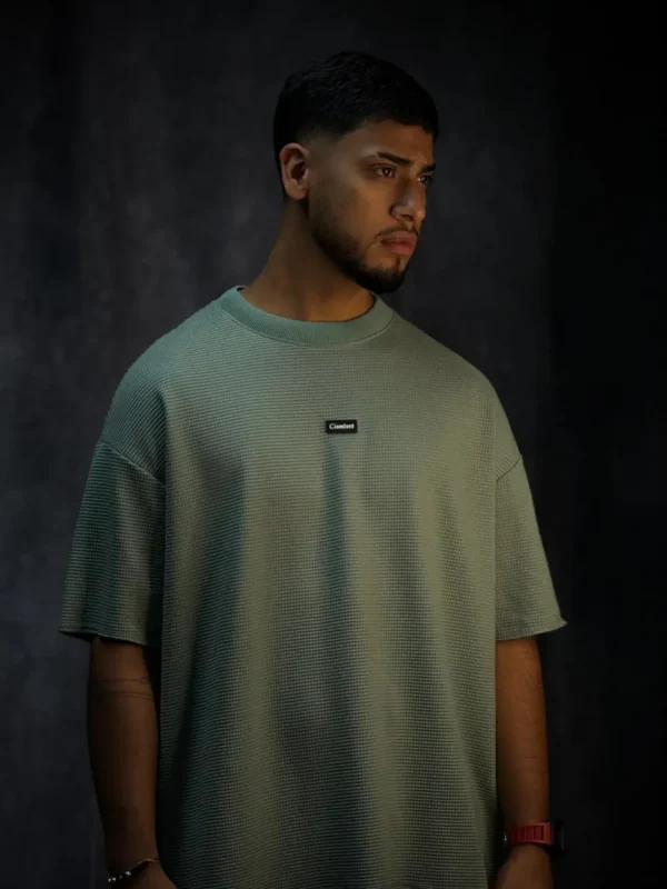 Camiseta oversize texturizada costura, color verde menta